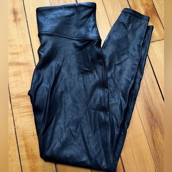Spanx Black Faux Leather Leggings Size Large Women's - Picture 4 of 6